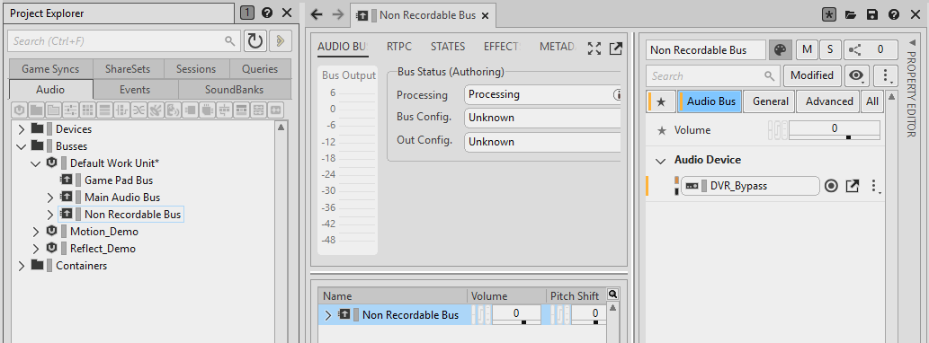 Bus Audio Device set to DVR_Bypass